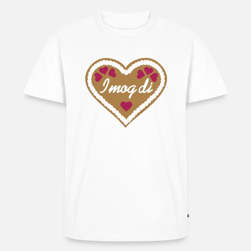 Lebkuchenherz - Männer Premium Bio T-Shirt - Weiß