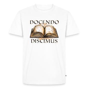Docendo Discimus Par l’enseignement, nous apprenons - T-shirt Premium bio Homme - blanc - Devant - Nico (187cm)