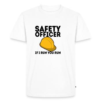 Safety Officer, If I Run You Run - Men's Premium Organic T-Shirt - white - Front - Nico (187cm)