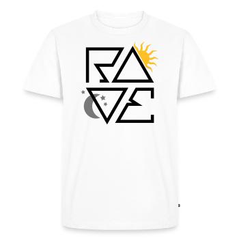 RAVE Minimal Text Sonne Mond Sterne Symbole - Männer Premium Bio T-Shirt - Weiß - Vorne - Nico (187cm)
