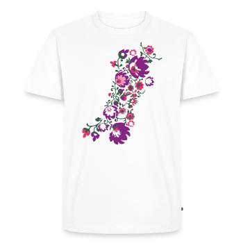 ornements, fleurs, rouge, fleur, vrille, floral - T-shirt Premium bio Homme - blanc - Devant - Nico (187cm)