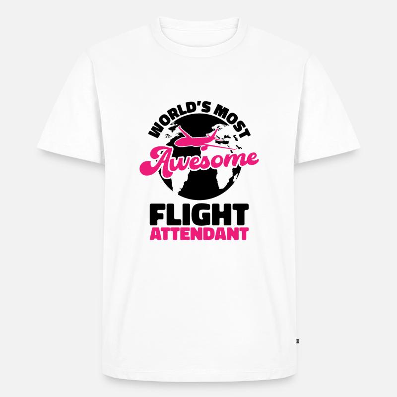 Stewardess flugbegleiterin Flugbegleiter Geschenk - Männer Premium Bio T-Shirt - Weiß