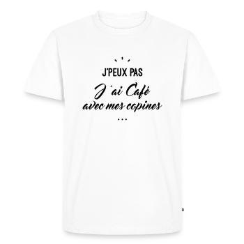 j'peux pas j'ai café avec mes copines - T-shirt Premium bio Homme - blanc - Devant - Nico (187cm)