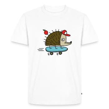 Skater Igel by cheslo - Men's Premium Organic T-Shirt - white - Front - Nico (187cm)