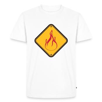 Note de mise en garde avertissement Attention Attention Danger Feu - T-shirt Premium bio Homme - blanc - Devant - Nico (187cm)