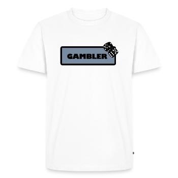 Gambler - Men's Premium Organic T-Shirt - white - Front - Nico (187cm)