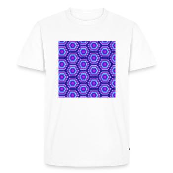 Motif à carreaux rose rose bleu néon à carreaux - T-shirt Premium bio Homme - blanc - Devant - Nico (187cm)