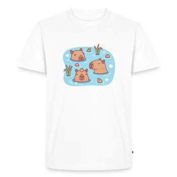 Mignon Capybaras chilling in hot spring with oranges - T-shirt Premium bio Homme - blanc - Devant - Nico (187cm)