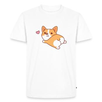 Chien Corgi mignon avec des fesses mignonnes - T-shirt Premium bio Homme - blanc - Devant - Nico (187cm)