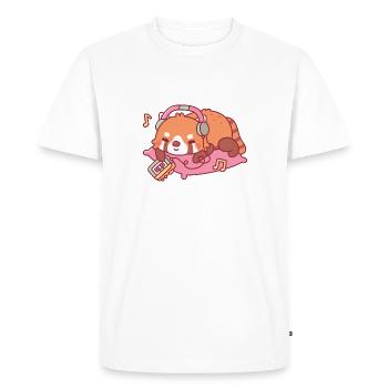 Cute Red Panda Listening To Music - Men's Premium Organic T-Shirt - white - Front - Nico (187cm)