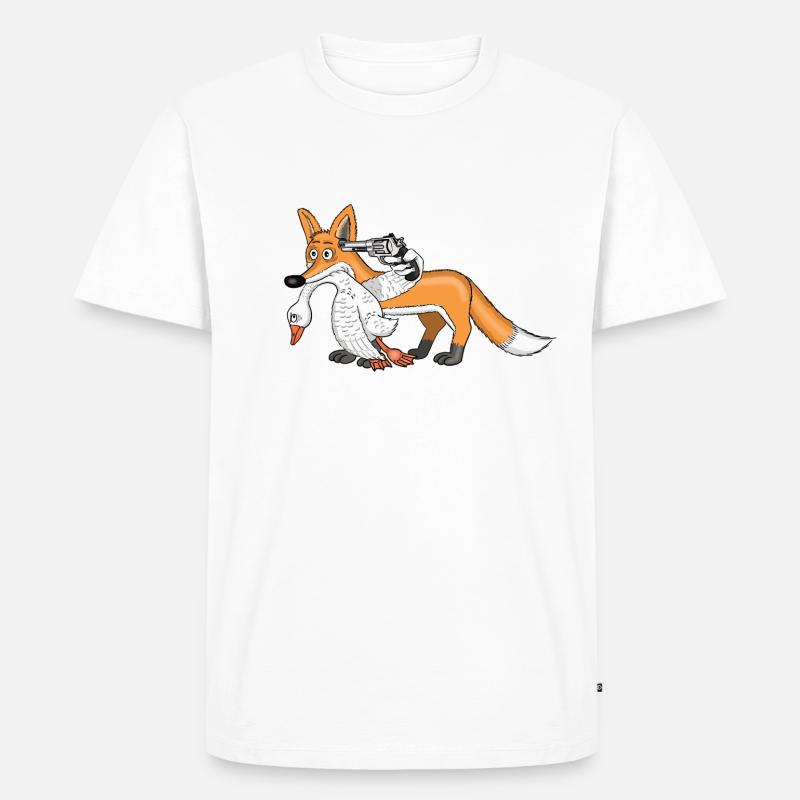 Fuchs mit Gans - Männer Premium Bio T-Shirt - Weiß