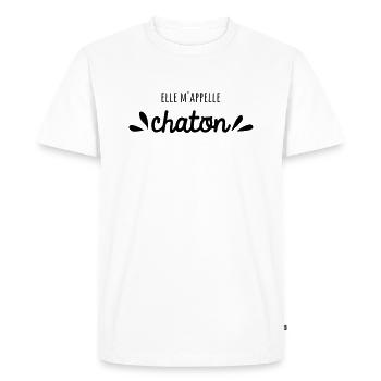Elle m'appelle Chaton - T-shirt Premium bio Homme - blanc - Devant - Nico (187cm)