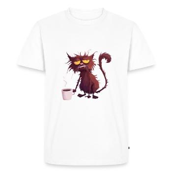 Chat Café Bad Day Kitty - T-shirt Premium bio Homme - blanc - Devant - Nico (187cm)