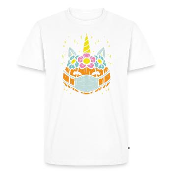 Pumpkin Unicorn Face Mask Costume Easy Halloween - Men's Premium Organic T-Shirt - white - Front - Nico (187cm)