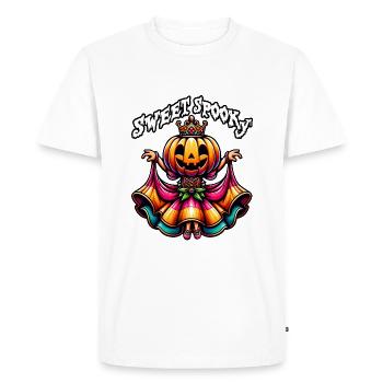 Princesse citrouille d’Halloween avec robe colorée - T-shirt Premium bio Homme - blanc - Devant - Nico (187cm)