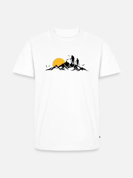 Natur - Berge Wanderer - Männer Premium Bio T-Shirt - Weiß