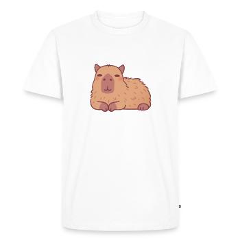 Cute Resting Capybara Doodle - Men's Premium Organic T-Shirt - white - Front - Nico (187cm)
