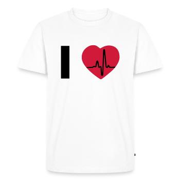 I Love - I heart - J'aime - T-shirt Premium bio Homme - blanc - Devant - Nico (187cm)
