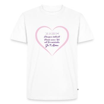 Mamie je t'aime - T-shirt Premium bio Homme - blanc - Devant - Nico (187cm)