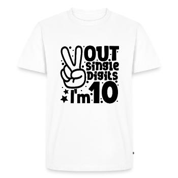 Peace Out Single Digits I'm 10 Years Old Birthday - Men's Premium Organic T-Shirt - white - Front - Nico (187cm)