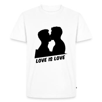 Love is Love Gay Pride Kiss - T-shirt Premium bio Homme - blanc - Devant - Nico (187cm)