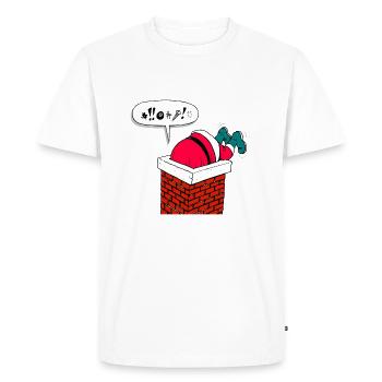Père Noël drôle de Noël dans la cheminée - T-shirt Premium bio Homme - blanc - Devant - Nico (187cm)