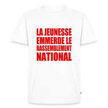 la jeunesse emmerde le rassemblement national - T-shirt Premium bio Homme - blanc - Devant - Nico (187cm)