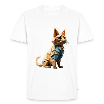 Cat Origami 2 - Men's Premium Organic T-Shirt - white - Front - Nico (187cm)