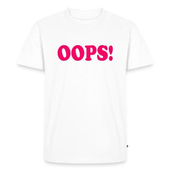 Oops - Men's Premium Organic T-Shirt - white - Front - Nico (187cm)
