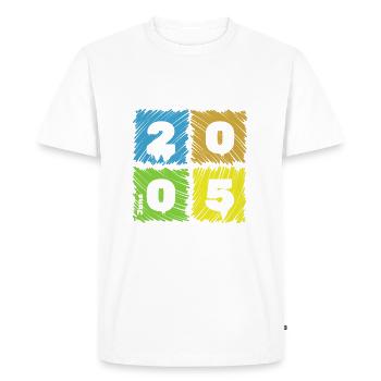 20. Geburtstag Farbige Patches depuis 06/2005 - T-shirt Premium bio Homme - blanc - Devant - Nico (187cm)