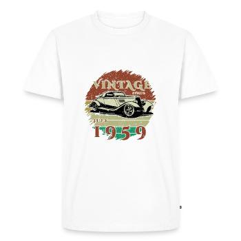 66ème Anniversaire - Classiques - Millésime depuis 07/1959 - T-shirt Premium bio Homme - blanc - Devant - Nico (187cm)