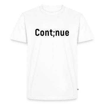 Continue. Dépression Point-virgule cadeau Suicid - T-shirt Premium bio Homme - blanc - Devant - Nico (187cm)