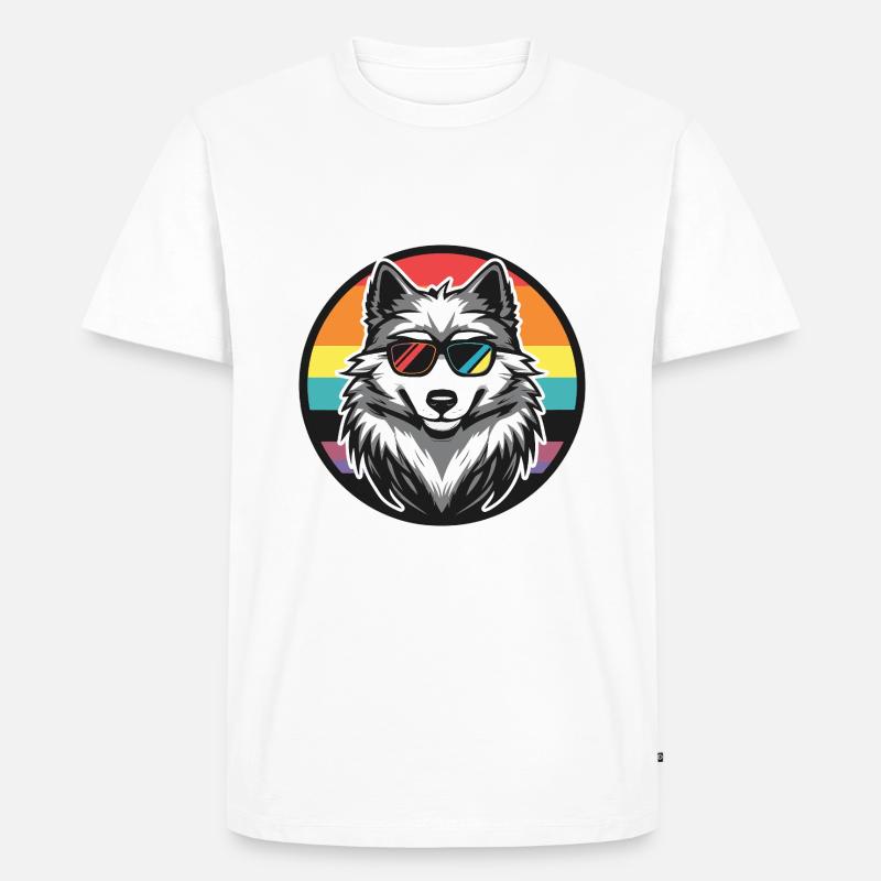 Wolf Comic Cool Sommer - Männer Premium Bio T-Shirt - Weiß