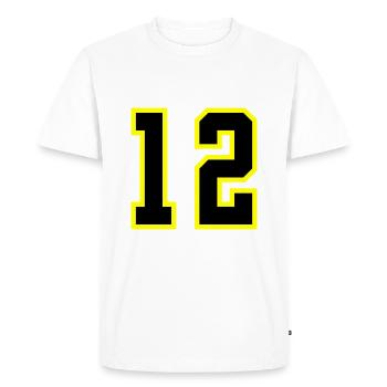 12 Number Leotard - Men's Premium Organic T-Shirt - white - Front - Nico (187cm)