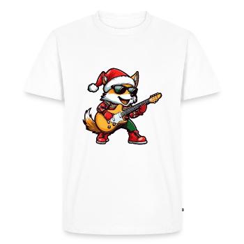 Fox Christmas Rocker Guitar - Men's Premium Organic T-Shirt - white - Front - Nico (187cm)