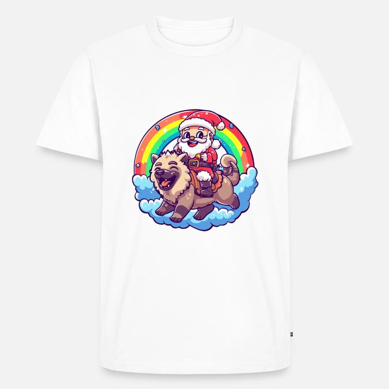 Hyäne Weihnachtsmann Regenbogen - Männer Premium Bio T-Shirt - Weiß