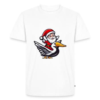 Pélican Oiseau Père Noël - T-shirt Premium bio Homme - blanc - Devant - Nico (187cm)