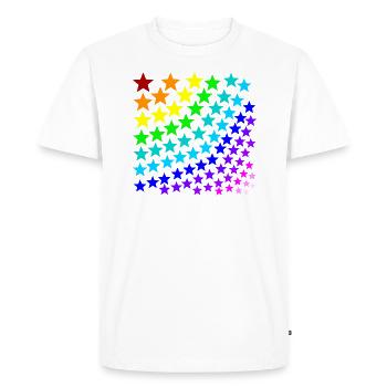 Idée cadeau étoiles arc-en-ciel coloré - T-shirt Premium bio Homme - blanc - Devant - Nico (187cm)