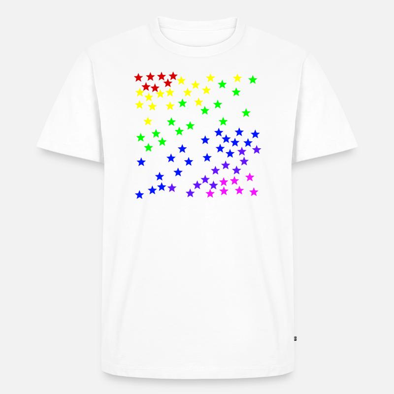 Regenbogen Sterne bunt Geschenkidee - Männer Premium Bio T-Shirt - Weiß