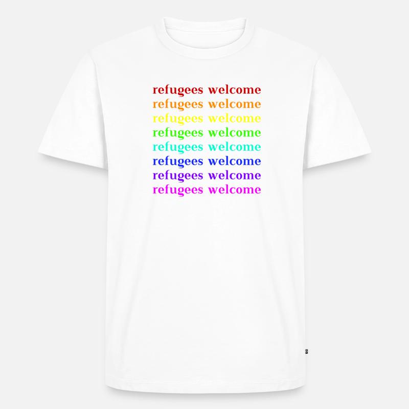 Refugees Welcome Geschenkidee - Männer Premium Bio T-Shirt - Weiß