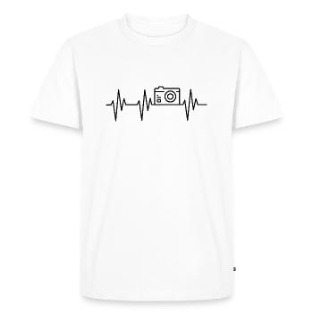 T-shirt Photographe - Battement de coeur - T-shirt Premium bio Homme - blanc - Devant - Nico (187cm)