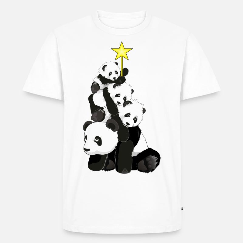 Panda Weihnachtsbaum - Männer Premium Bio T-Shirt - Weiß