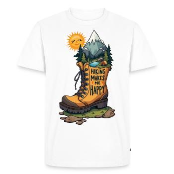 La randonnée me rend heureux - T-shirt Premium bio Homme - blanc - Devant - Nico (187cm)