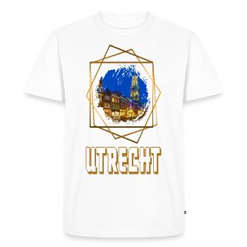 Utrecht Pays-Bas Pays-Bas Skyline City Gold - T-shirt Premium bio Homme - blanc - Devant - Nico (187cm)