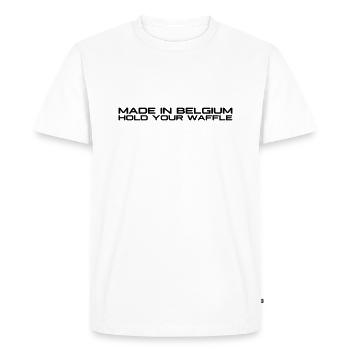 Hold Your Waffle - Men's Premium Organic T-Shirt - white - Front - Nico (187cm)