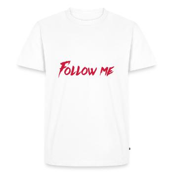 follow me-follow me-fun-funny-funny - Men's Premium Organic T-Shirt - white - Front - Nico (187cm)
