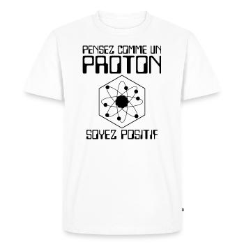 Pensez comme un proton soyez positif - T-shirt Premium bio Homme - blanc - Devant - Nico (187cm)