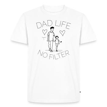PAPA VIE PAS DE FILTRE CITATION FÊTE DES PÈRES FÊTE DES PÈRES - T-shirt Premium bio Homme - blanc - Devant - Nico (187cm)