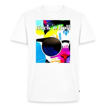 Rock n Roll Cat Face avec lunettes de soleil - Cat - T-shirt Premium bio Homme - blanc - Devant - Nico (187cm)