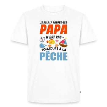 Papa Pêche Pêcheur Bébé Nourrisson Naissance - T-shirt Premium bio Homme - blanc - Devant - Nico (187cm)